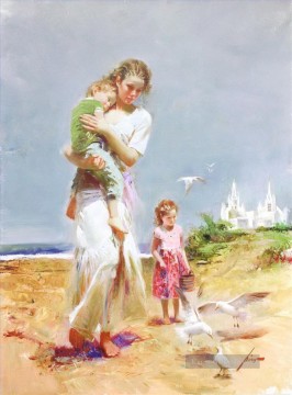  Kinder Malerei - Pino Daeni Mutter und Kinder